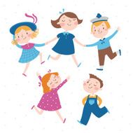 Happy children vector set N2