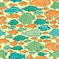 hand drawn fish seamless pattern N2