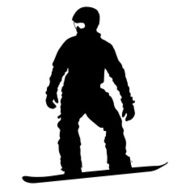Black silhouettes snowboarders on white background Vector