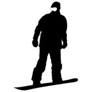 Black silhouettes snowboarders on white background Vector N3