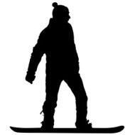 Black silhouettes snowboarders on white background Vector N7