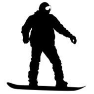 Black silhouettes snowboarders on white background Vector N8