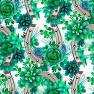 Vintage design with horseshoes and succulents