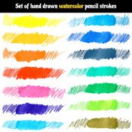 Vector set of hand drawn watercolor pencil strokes N2