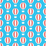 Seamless pattern with flying hot air balloon