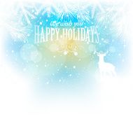 Holiday greeting card with a deer and Conifer branches