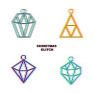 Christmas glitch art decoration isolated on white background N3