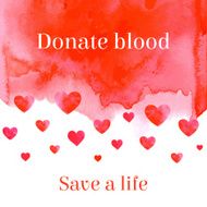 Red watercolor with motivational lettering for medical help