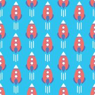 Seamless pattern with flying rocket