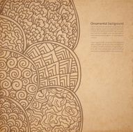 Vintage old paper texture with vector traditional oriental ornam