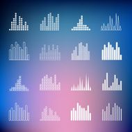 Sound wave shapes on blur background Equalizer variations