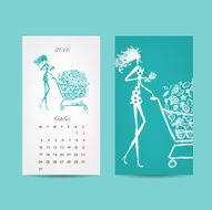 Calendar 2016 grid Fashion girls design N2
