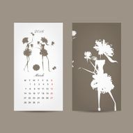 Calendar 2016 grid Fashion girls design N5