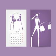 Calendar 2016 grid Fashion girls design N12