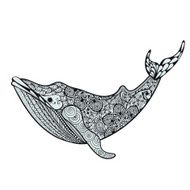 Zentangle stylized Blue Sea Whale Hand Drawn vector illustratio N2