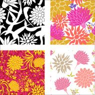 Set of colorful patterns with different flowers N2