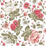 Beautiful pink and white flowers Peonies chamomile Wildflowers Vintage Background