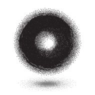 Halftone Style Dotwork Vector Circle Icon Isolated on White Back N2
