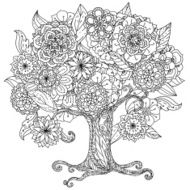 Circle orient floral black and white