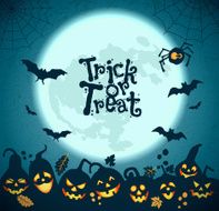 Halloween background of cheerful pumpkins with moon N2
