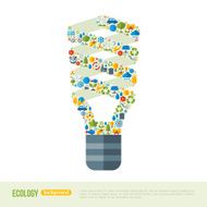 Energy-saving Light Bulb with ecology Icons Pattern