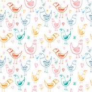 hand drawn seamless background with birds N2