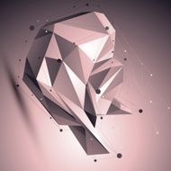 Asymmetric 3D abstract lattice object with lines mesh