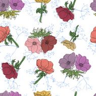 Seamless pattern with anemone