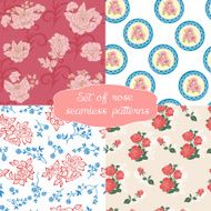 Set of 4 seamless floral design with roses