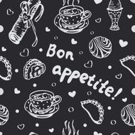 Food love seamless pattern in black and white colors