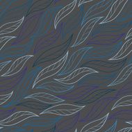 blue leaves on grey background vector seamless abstract hand-dra N2
