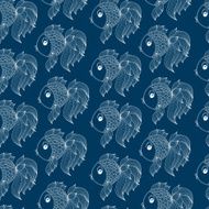 seamless pattern with fish on blue background N5