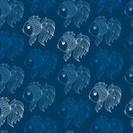 seamless pattern with fish on blue background N6