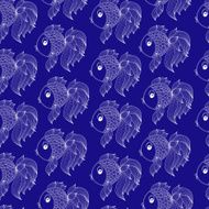 seamless pattern with fish on blue background N7
