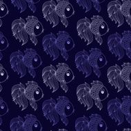 seamless pattern with fish on purple background N2