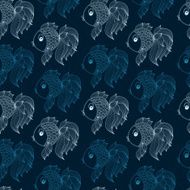 seamless pattern with fish on blue background N8