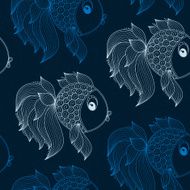 seamless pattern with fish on blue background N9