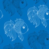 seamless pattern with fish on blue background N10