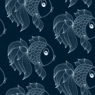 seamless pattern with fish on blue background N11