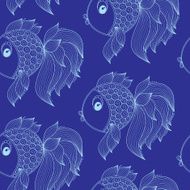 seamless pattern with fish on blue background N12