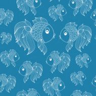 seamless pattern with fish on blue background N13