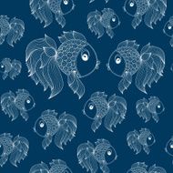 seamless pattern with fish on blue background N14