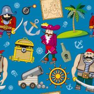 Cartoon pirates seamless pattern background