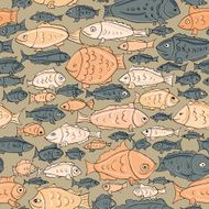 hand drawn fish seamless pattern N3