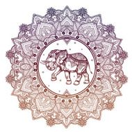 Paisley mandala with elephant inside N3