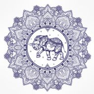 Paisley mandala with elephant inside N4