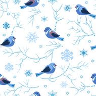 Seamless pattern with winter birds N2