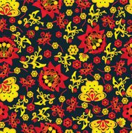 floral seamless pattern in Khokhloma dark colors