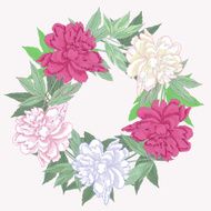 Wreath with pink and white peonies