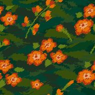 Floral seamless pattern on green background